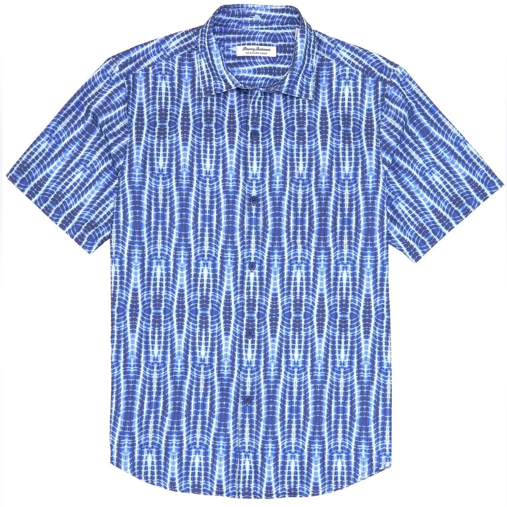Tommy Bahama Deep Space Blue Coast Shibori Sands Camp Short Sleeve  Shirt 3XL
